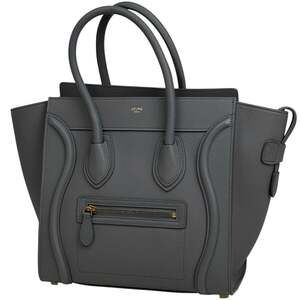 Celine Luggage Micro Shopper Tote Bag, Handbag, Leather, Gray, Women's